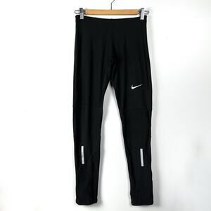 Nike Dri Fit Running Tights Mens Small Black Reflective Zip Ankle 717408-010